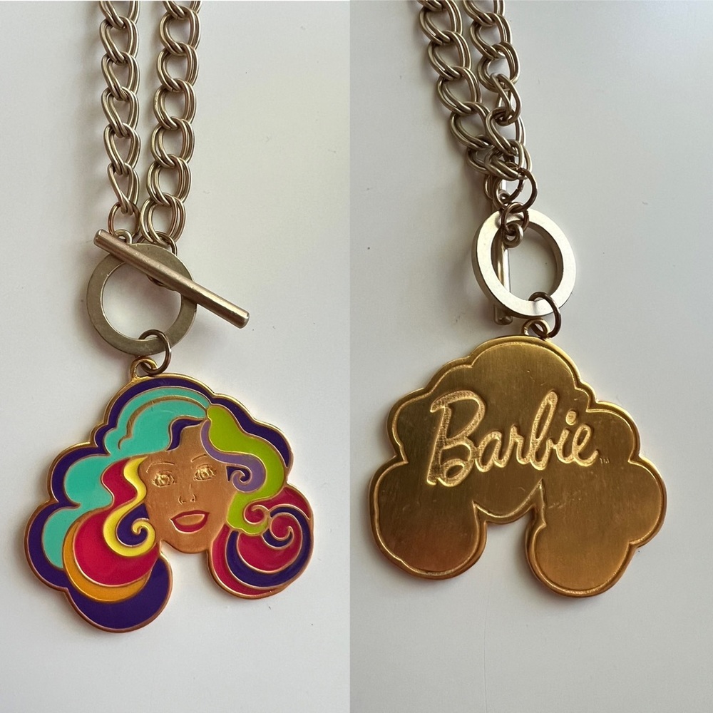 Barbie Enamel & Metal Pendant Long Chain Necklace